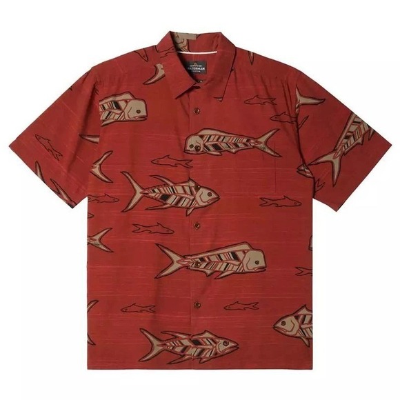 Quiksilver Other - Quiksilver Waterman Men's XL Out of Office Short Sleeve Shirt Fish Print Comfort